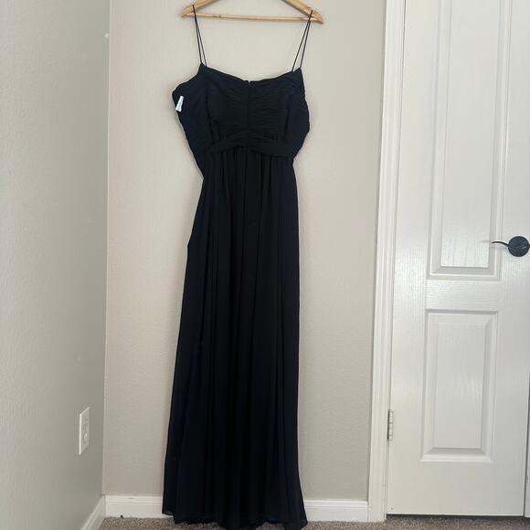 IEENA for Mac Duggal Black Flowy Faux Wrap Wide-Leg Jumpsuit, Chiffon, size XL - Picture 8 of 11